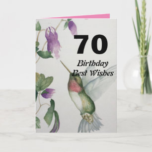 Carte 70e anniversaire Meilleurs voeux 70 Fleur de colib