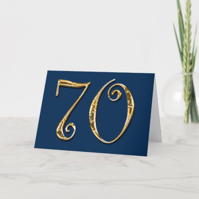 Carte 70e anniversaire | MENS or bleu (Devant)