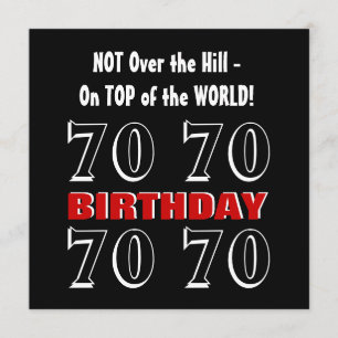 Carte 70e anniversaire moderne rouge argent noir drôle W