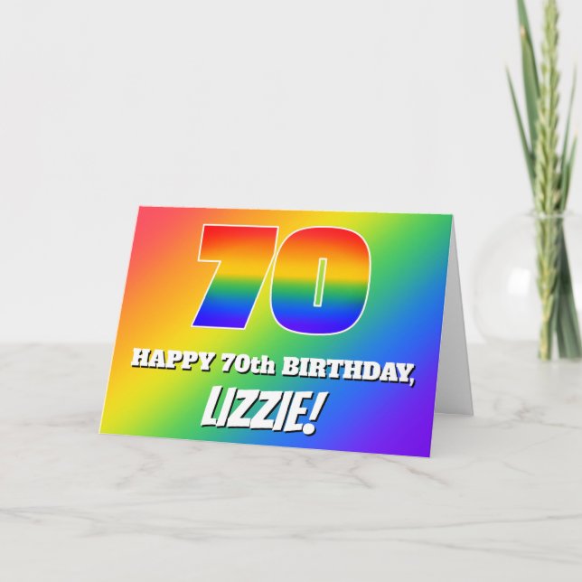 Carte 70e anniversaire : Motif Rainbow multicolore # 70 (Devant)