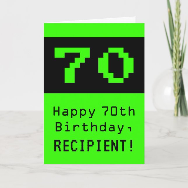 Carte 70e anniversaire : Nerdy / Geeky Style "70" et nom (Devant)