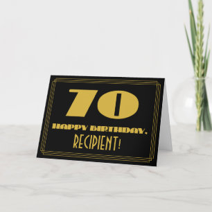 Carte 70e anniversaire : Nom + Art Déco Inspiré Look "70