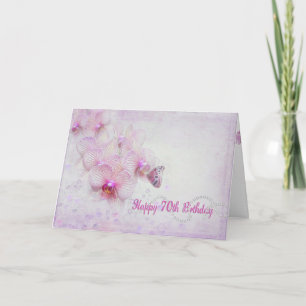 Carte 70e anniversaire Orchidées roses