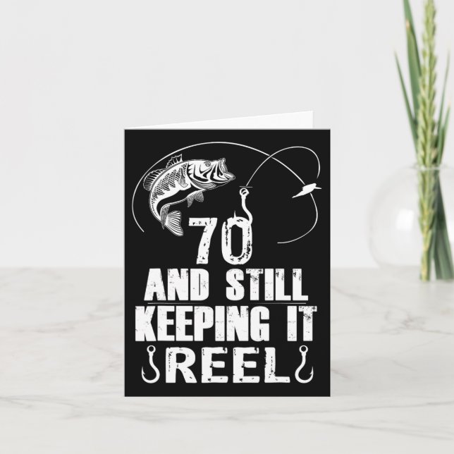 Carte 70e anniversaire Pêche 70 ans vieux pêcheur Cadeau (Devant)