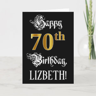 Carte 70e anniversaire — Script fantaisie; look or Faux;