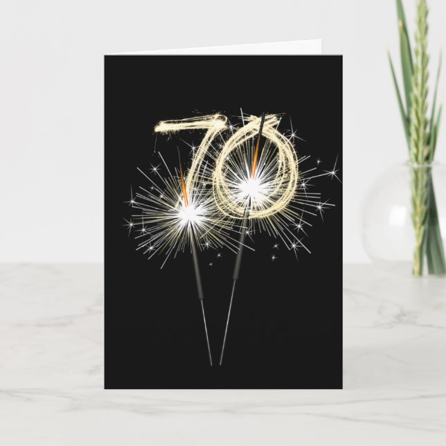 Carte 70e anniversaire Sparklers en noir (Devant)