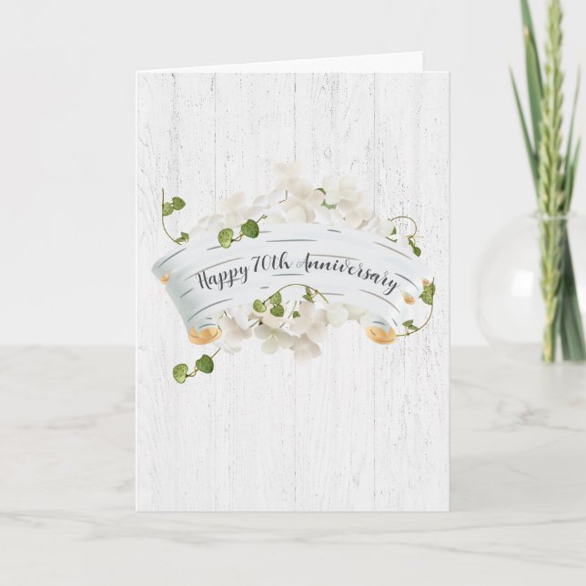 Carte 70e Anniversaire Sur Birch Scroll With Ivy (Devant)