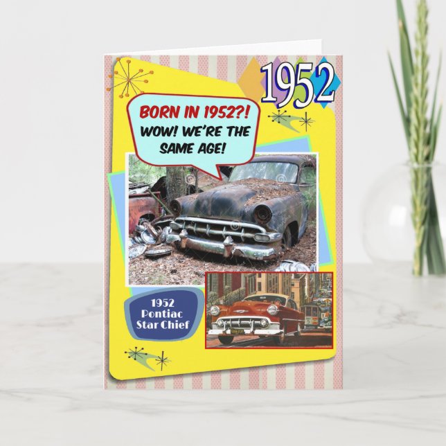 Carte 70e anniversaire ! Wow, même âge que cette Chevy 1 (Devant)