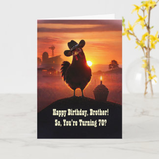 Carte 70e Frère Joyeux Anniversaire Drôle de Poulet 