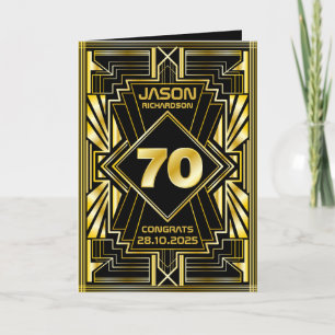 Carte 70e jour de Birthday Art Deco Gold Black Great Gat