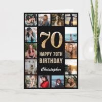 70e Joyeux Anniversaire Black and Gold Photo Colla