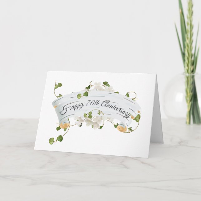 Carte 70th Anniversary with Ivy on Birch Scroll (Devant)