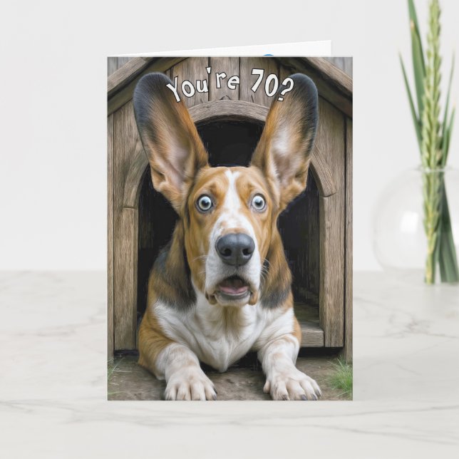 Carte 70th Birthday Humor with Basset Hound  (Devant)
