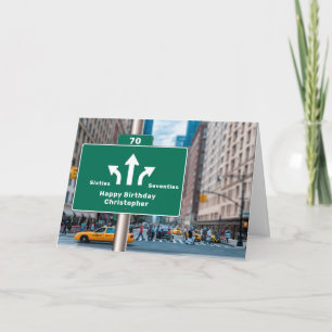 Carte 70th Birthday New York Street Sign Ajouter votre n
