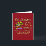 Carte 70th Birthday Party Dons. Que se passe-t-il sur mo<br><div class="desc">70th Birthday Party Dons. Ce qui se passe à mon 70e anniversaire reste secret, au moins jusqu'à ce que nous nous en remettions ! Humour d'anniversaire amusant. Tags : "Bonne fête du 70e anniversaire", "plaisanteries amusantes du 70e anniversaire", "Soirée du 70e anniversaire de la margarita", "bleu vert violet clair", "mignon...</div>