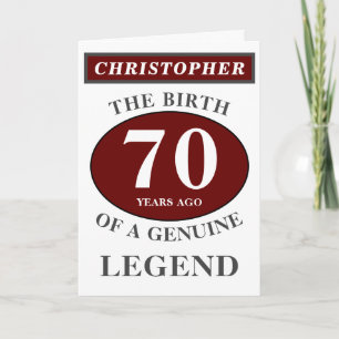 Carte 70th Birthday Red Genuine Legend Add Your Name