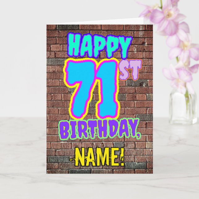 Carte 71e anniversaire - Amusant, Graffiti urbain inspir (Orchidée)