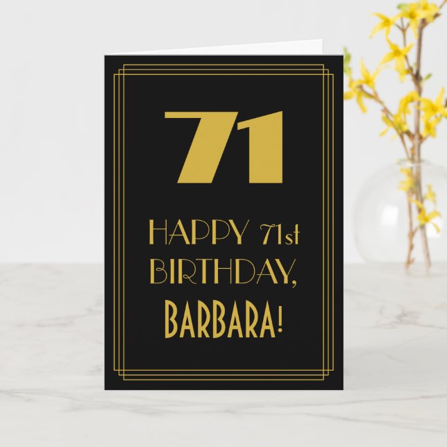 Carte 71e anniversaire ~ Art Déco Inspiré Look "71" & No (Fleur jaune)