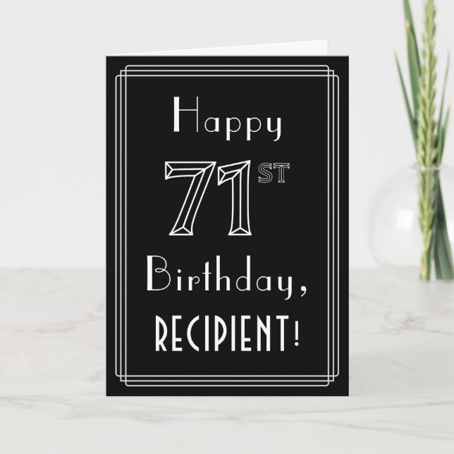 Carte 71e anniversaire : Art Déco Style # 71 & Nom perso (Devant)