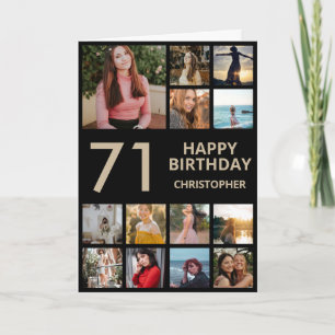 Carte 71e anniversaire Collage photo 13 Photos Black & G