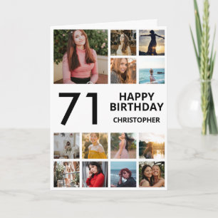 Carte 71e anniversaire Collage photo 13 photos noir blan