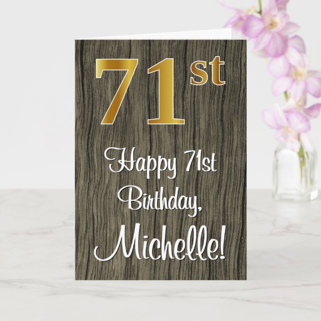 Carte 71e anniversaire : Elégant Faux Gold Look #, Faux  (Orchidée)