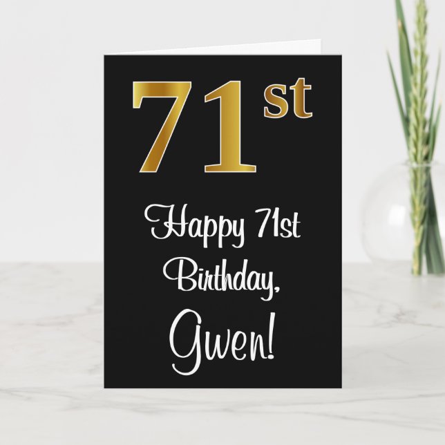Carte 71e anniversaire ~ Elégant Luxueux Faux Gold Look  (Devant)