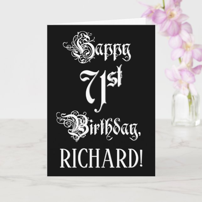 Carte 71e anniversaire : Fancy, Elegant Script + Nom per (Orchidée)
