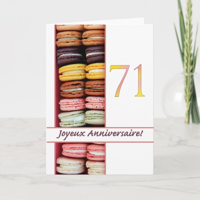 Carte 71e Anniversaire Français de Macaron-Joyeux ! (Devant)
