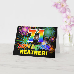 Carte 71e anniversaire : Gras, Amusants, Feu d'artifice,