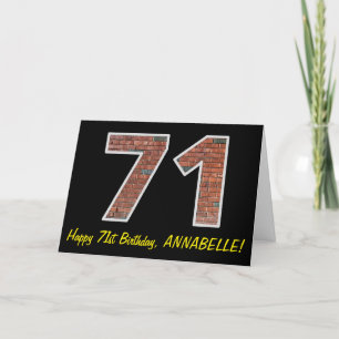 Carte 71e anniversaire - Motif de mur de briques "71" av