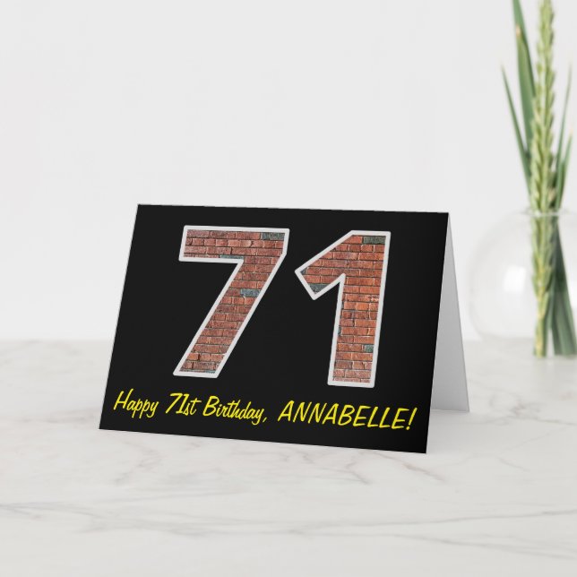 Carte 71e anniversaire - Motif de mur de briques "71" av (Devant)