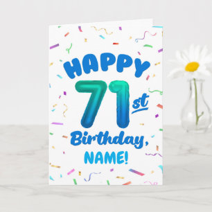 Carte 71e anniversaire, numéro de ballon, nom personnali