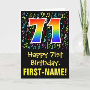 Carte 71e anniversaire : Symboles de musique colorée + A