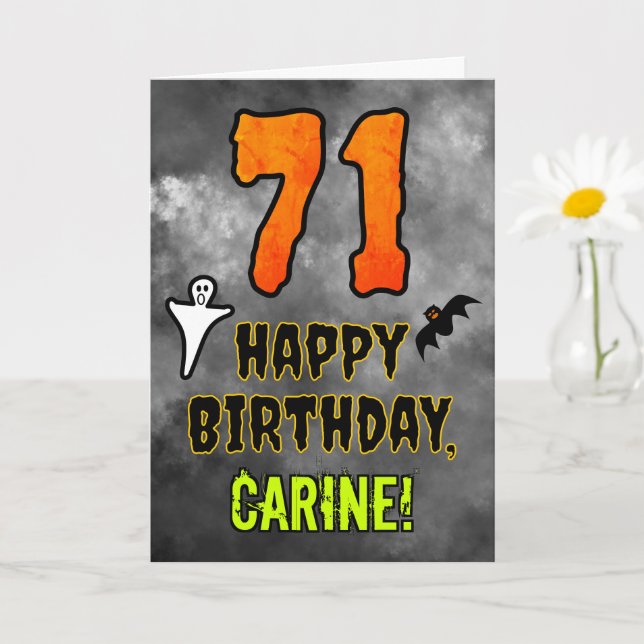 Carte 71st Birthday: Eerie Halloween Theme + Custom Name (Petite plante)
