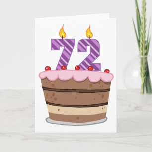 Carte 72 ans sur le gâteau d'anniversaire