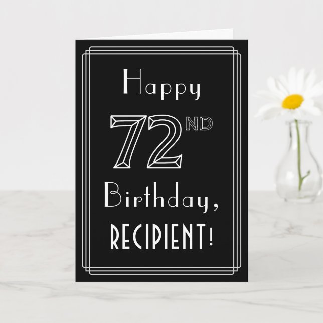 Carte 72e anniversaire : Art Déco Style # 72 & Nom perso (Petite plante)