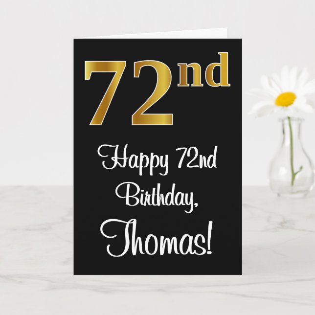 Carte 72e anniversaire ~ Elégant Luxueux Faux Gold Look  (Petite plante)
