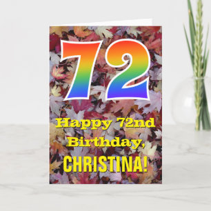 Carte 72e anniversaire; feuilles d'automne rustiques; ar