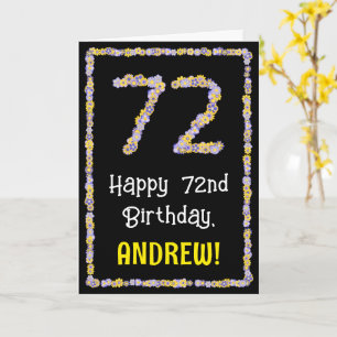 Carte 72e anniversaire : Floral Flowers Numéro, Nom pers