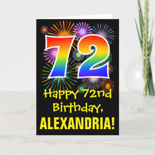 Carte 72e anniversaire : Fun Fireworks Motif + Rainbow 7