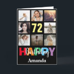 Carte 72e anniversaire heureux Collage photo moderne noi<br><div class="desc">72e Joyeux Anniversaire Photo Collage Carte Noire moderne avec nom personnalisé. Pour plus de personnalisation,  cliquez sur le bouton "Customiser" et utilisez notre outil de conception pour modifier ce modèle.</div>