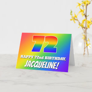 Carte 72e anniversaire : Motif Rainbow multicolore # 72