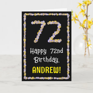 Carte 72e Anniversaire : Nombre de fleurs florales, nom