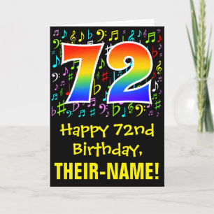 Carte 72e anniversaire : Symboles de musique colorée + A