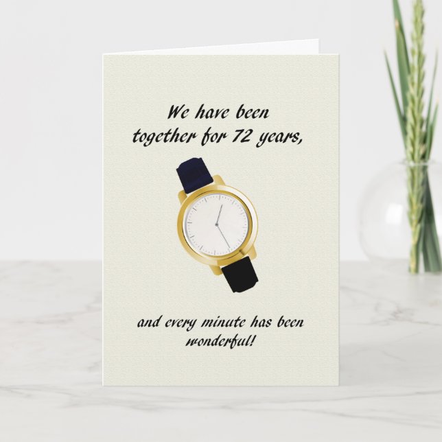 Carte 72e Montre-poignet pour anniversaire de Mariage (Devant)