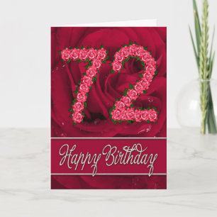 Carte 72ème anniversaire avec rose et feuille