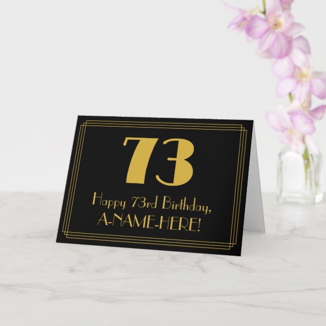 Carte 73e anniversaire : Art Déco Inspiré Look "73" + No (Orchidée)