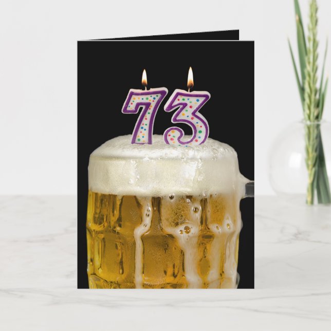 Carte 73e Anniversaire Bière en noir (Devant)