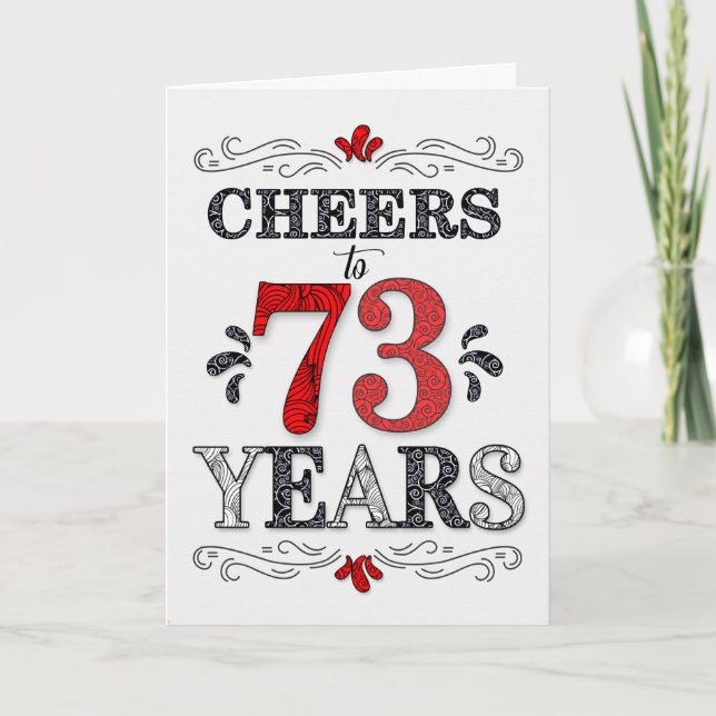 Carte 73e anniversaire Cheers en Motif noir blanc rouge (Devant)